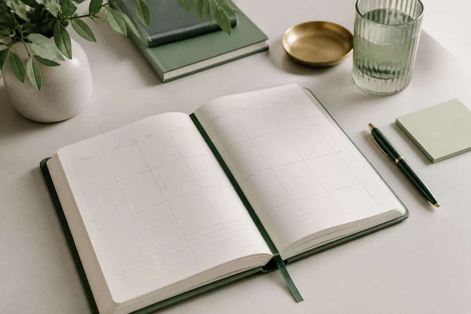 Cuaderno de planificación sobre un escritorio claro